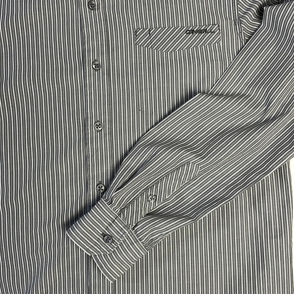 O’Neill Men’s Button Up Striped Shirt  Size L Gray and White - Picture 6 of 11